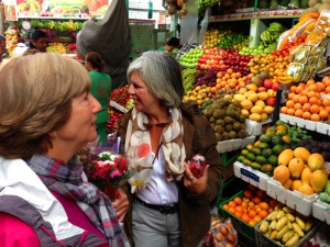 Shopping fresh vegetables and fruits at Plaza de Paloquemado 